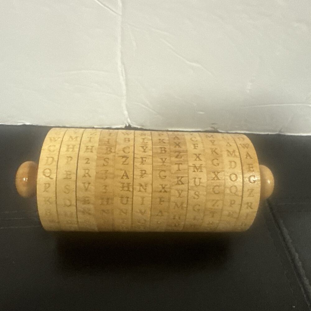Vintage 2009 DMA Wooden Secret Decoder Wheel Puzzle Cryptex Cipher Game